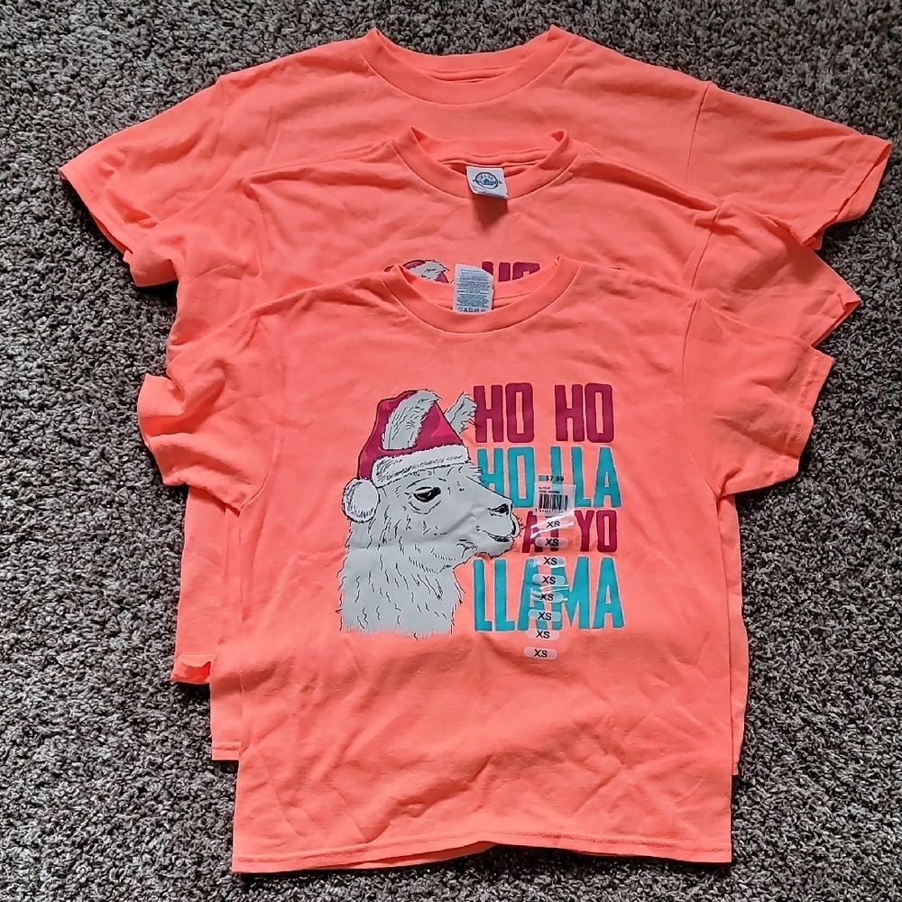 Nwt Ho Ho Ho Llama Kidd T Shirts. Bundle Of 3 Xs,S And M.